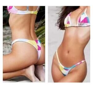 Free People x Mello The Label Carnival Brazilian Bikini Bottoms Size Large